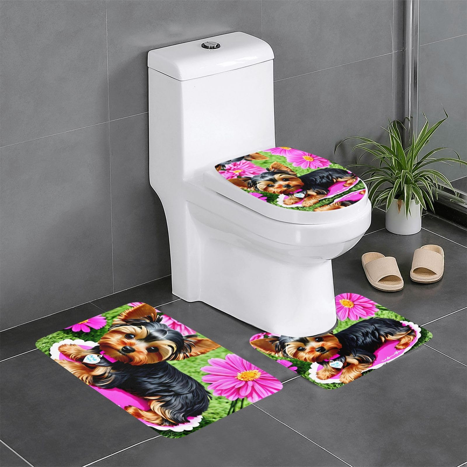 Tapis de salle de bain Yorkie antidérapant facile à nettoyer pour sol sécurisé