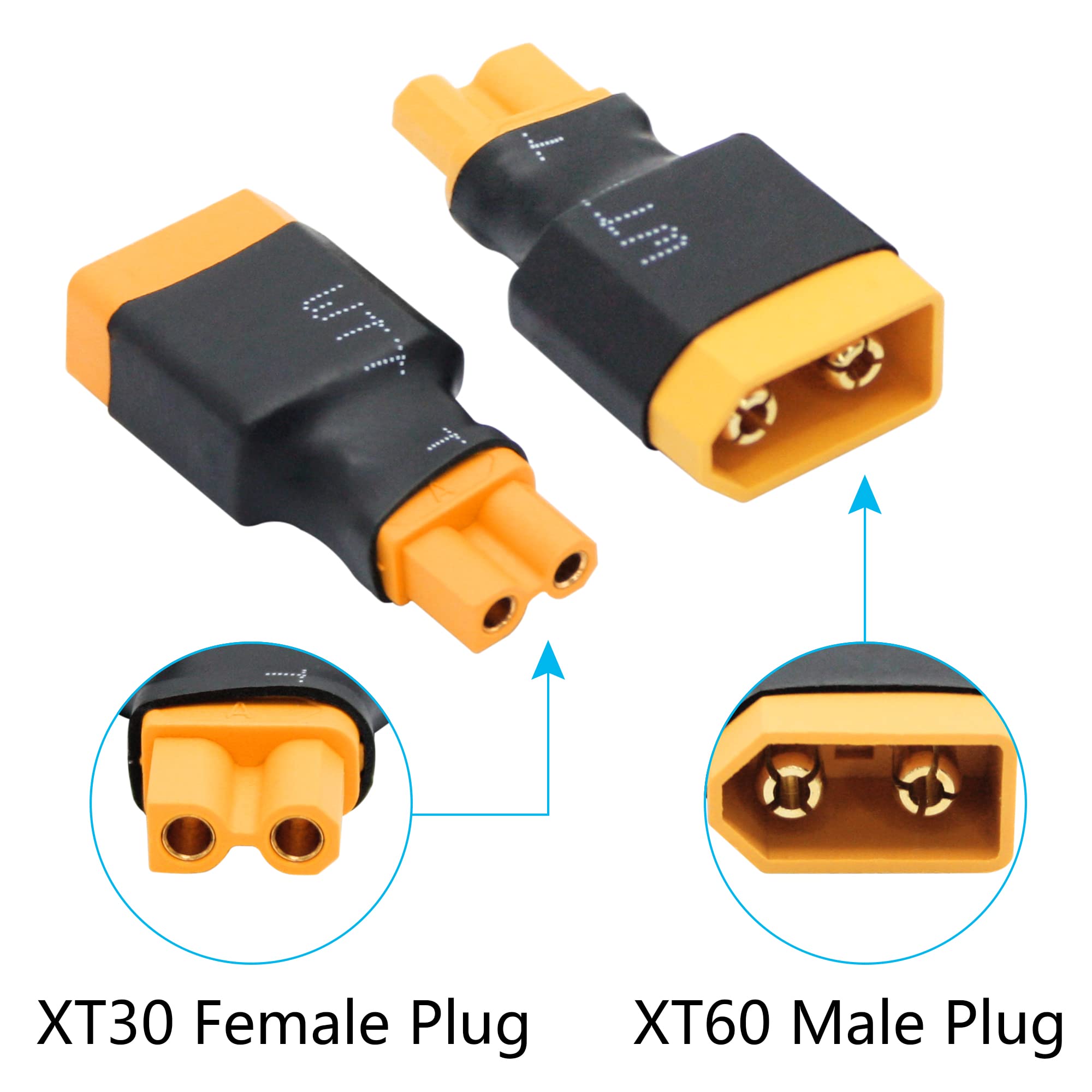 2 paar geen draden XT30 naar XT60 plug vrouwelijke mannelijke adapter draadloze connector voor