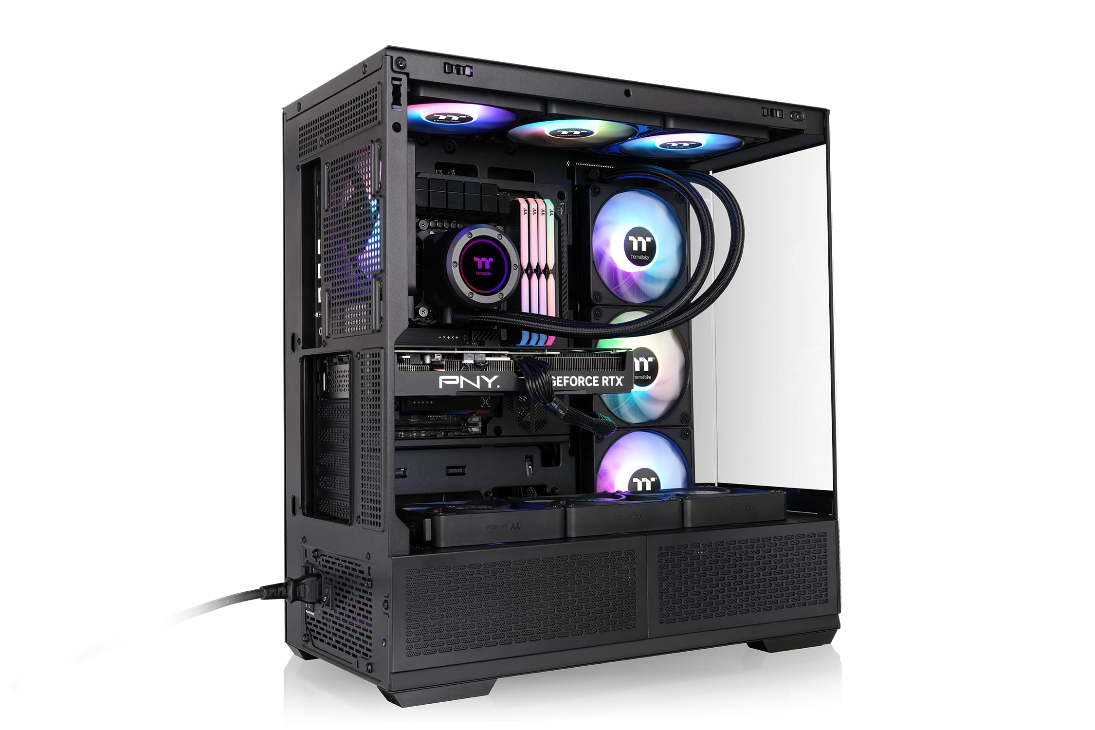 Thermaltake View 370 TG ARGB Torre Media Gaming | Ventiladores Preinstalados ARGB PWM (SF360 Reverse + SF120) | Cristal Templado | USB 3.2 x1 USB 3.0 x2 | Panel Frontal | Negro