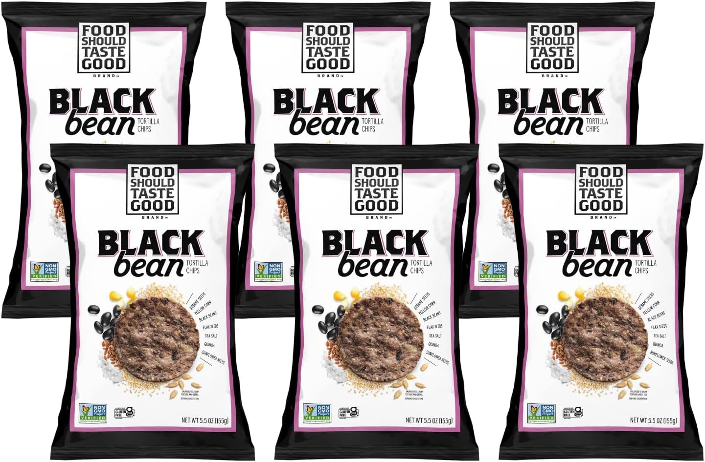 Tortilla Chips, 5.5oz, Pack of 6 (Black Bean)