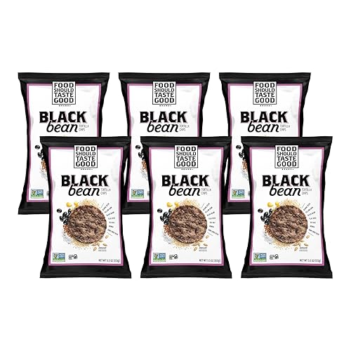 Food Should Taste Good Chips de tortilla, 5.5 onzas, paquete de 6 (frijol negro)