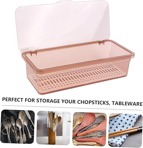 Miniatura 6 de Cabilock Soporte para utensilios para encimera con tapa, cesta escurridor de cubiertos, palillos de plástico, caja de almacenamiento de drenaje