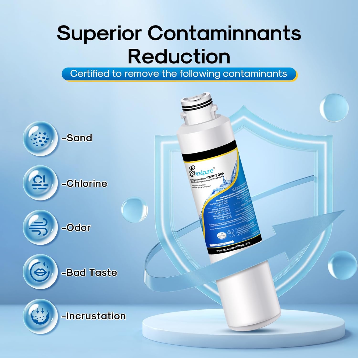 EXCELPURE DA29-00020B Replacement for Samsung HAF-CIN, RF28HMEDBSR,DA97-08006A, RF28HFEDBSR, RF28JBEDBSG, RF261BEAESR, RF4287HARS, RF263BEAESR, RF23HCEDBSR, RF28HFEDTSR,Refrigerator Water Filter,2PACK