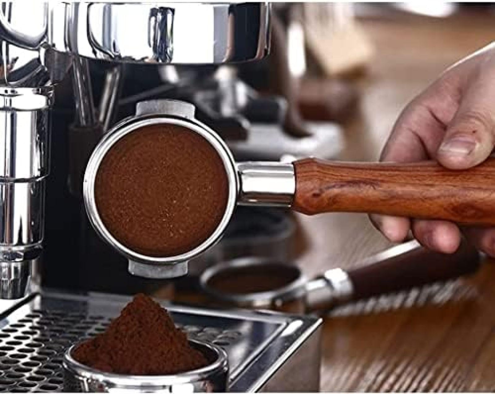 Portafiltro De Café, Mango De Café Sin Fondo, Mango De Café De 58 Mm, Compatible Con Cafetera E61, Juego De Café Con Mango Modificado De Acero Inoxidable,F,Pleasant63