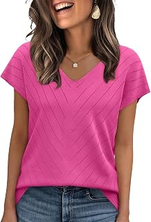 Women's Short Sleeve Sweatshirt V Neck Summer Tops Casual Beach Vacation Travel Business Clothing