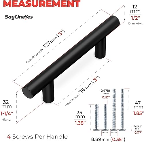 Miniatura 2 de SAYONEYES Paquete de 30 manijas de gabinete color negro mate de 3 pulgadas de agujero a agujero, herrajes rústicos de acero inoxidable para