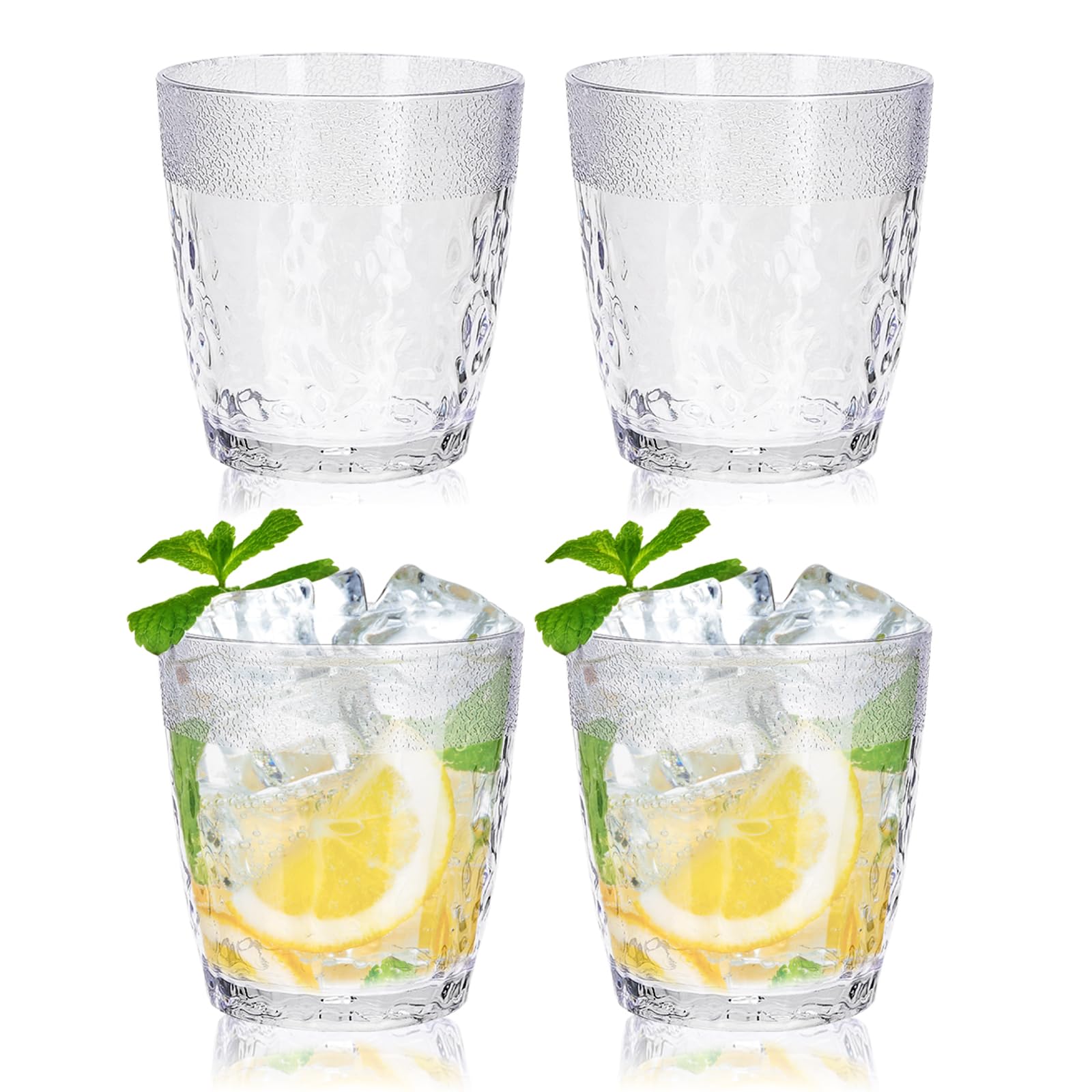 4Pcs Plastic Drinking Glasses Plastic Tumblers Reusable Drinking Cups Clear Acrylic Glasses Drinkware 6 8oz Stackable Unbreakable Juice