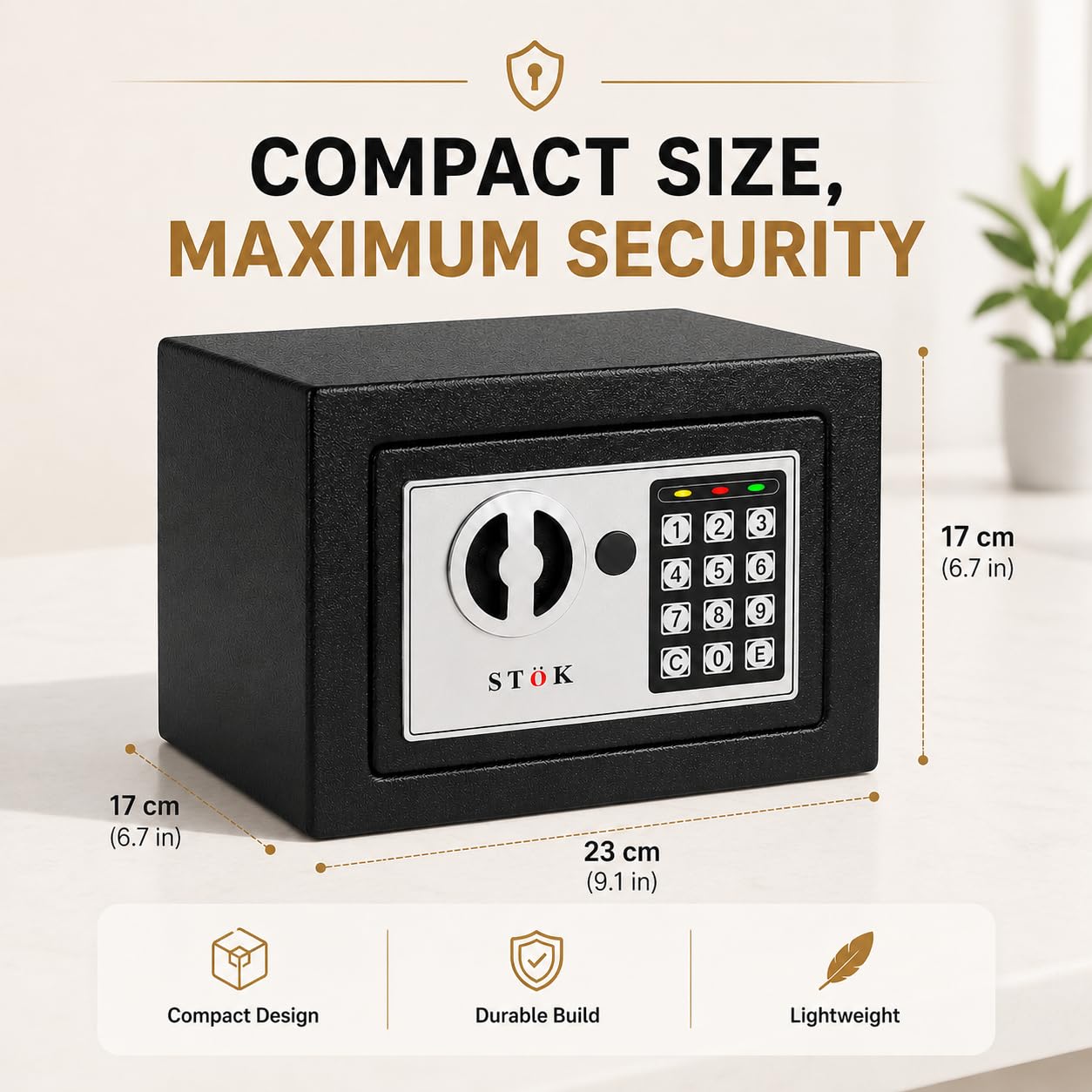 SToK (ST-ES1723-B) Electronic Safe - Secure Locker for Home and Office | Size: 23x17x17 cm | Keep Your Valuables Safe! - Black (1 Year Offsite Warranty) 2