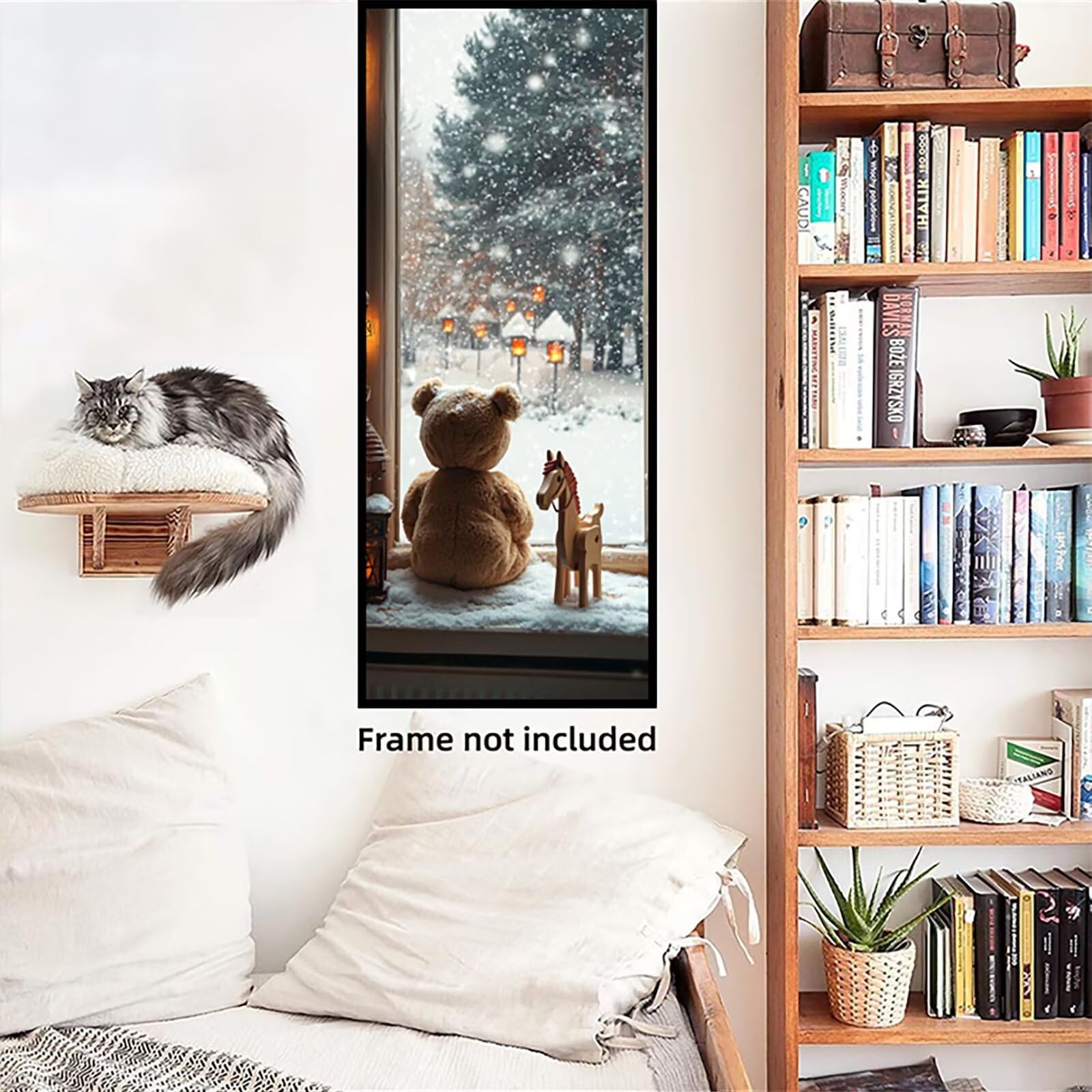 Malen Nach Zahlen 50x150cm Leinwand Fensterbänder Malen Nach Zahlen Erwachsene mit Ohne Rahmen, DIY Kreativ Set für Erwachsene mit Pinseln und Acrylfarbe, Zimmer Deko Bär Landschaft Geschenk, P0M-545