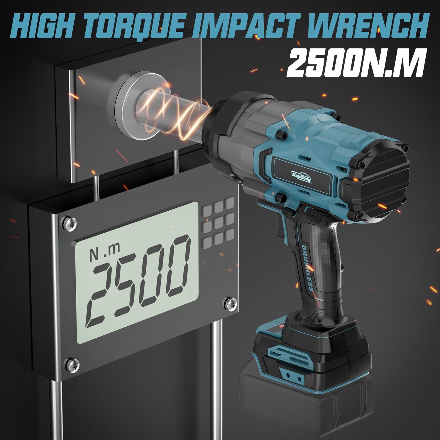 SOARFLY 1/2" Cordless Impact Wrench 1106Ft-Lbs (1500N.m) | 21V Brushless High Torque Impact Gun, 2x4.0Ah Batteries, Variable Speed, LED Light, 5 Sockets for Truck RV Car Tire Repairs product image 19