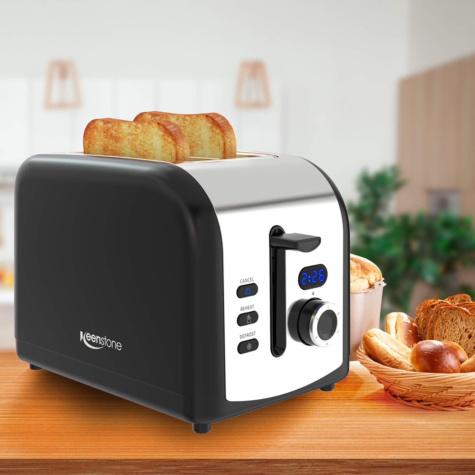 Toaster Slice Stainless Steel Keenstone Retro Toaster With