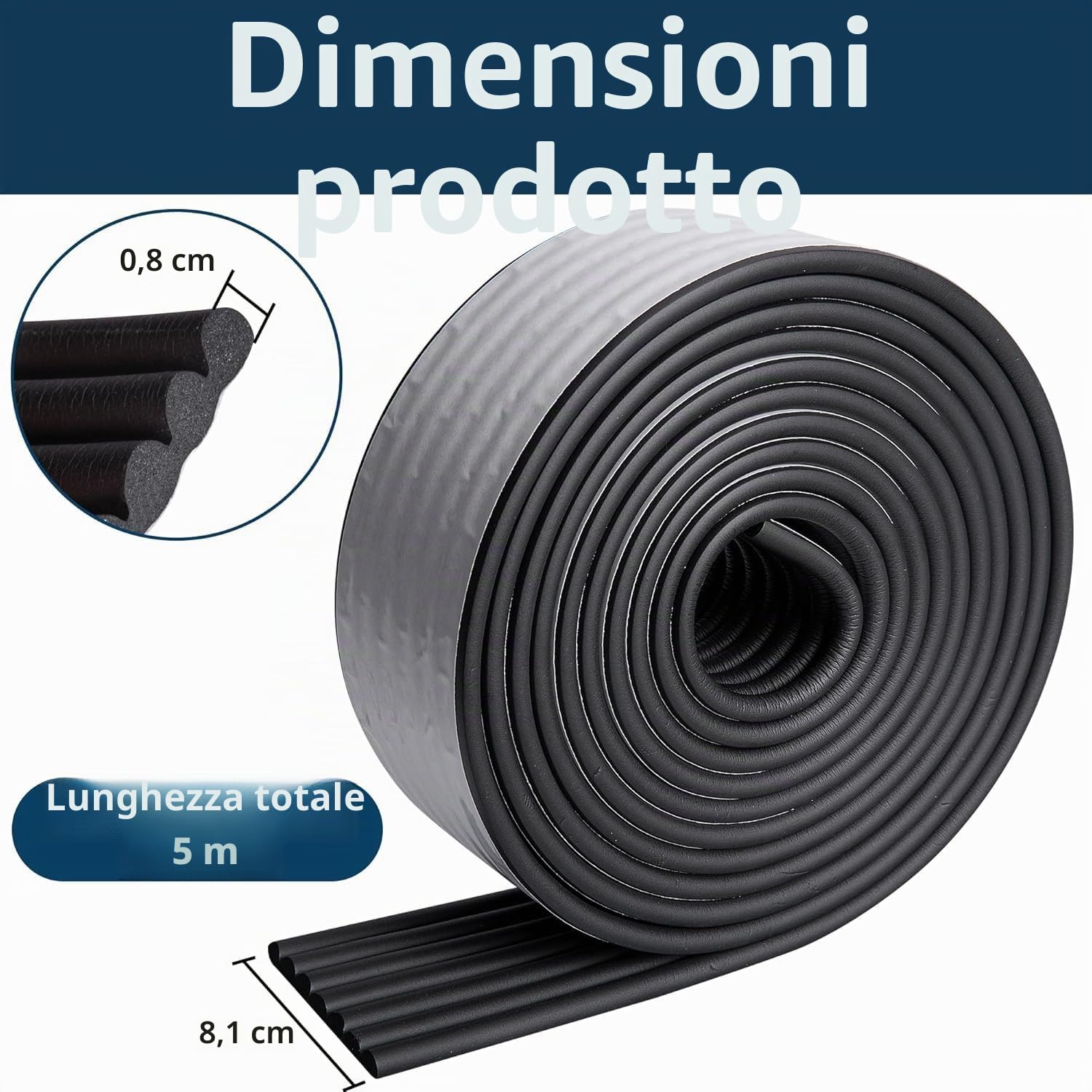 8 cm x 5 m, isolamento per tubi per esterni, isolamento, isolamento, tubi di riscaldamento, tubo di riscaldamento ad alta densità, con autoadesivo, riduzione del rumore