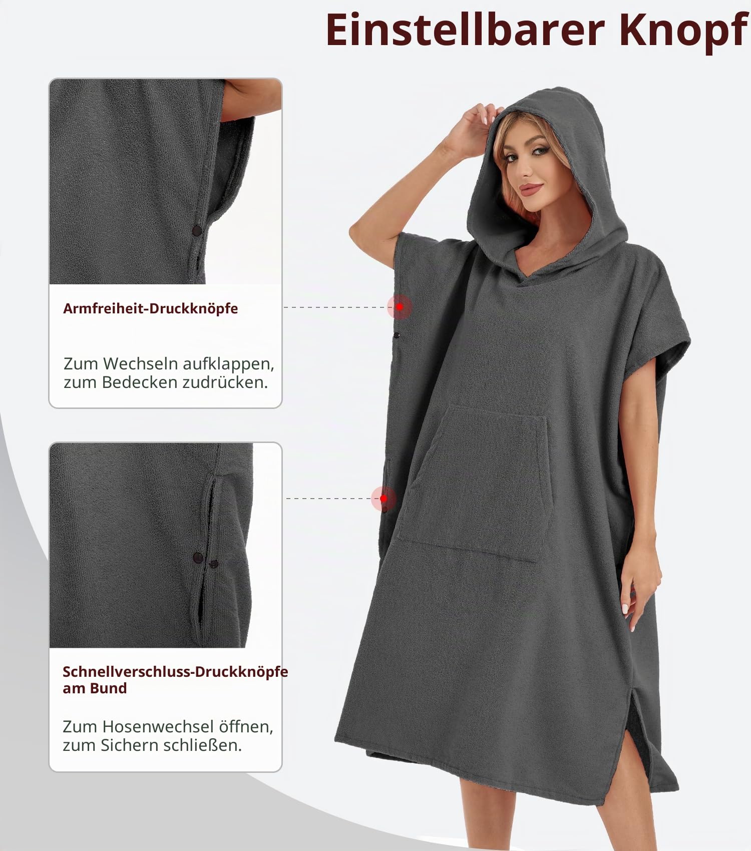 Abahub Surf Poncho Herren Damen Badeponcho Handtuch Poncho für Erwachsene mit Kapuze schnell trocknender Umkleide-Bademantel Mikrofaser zum Surfen, Strand, Schwimmen M/L