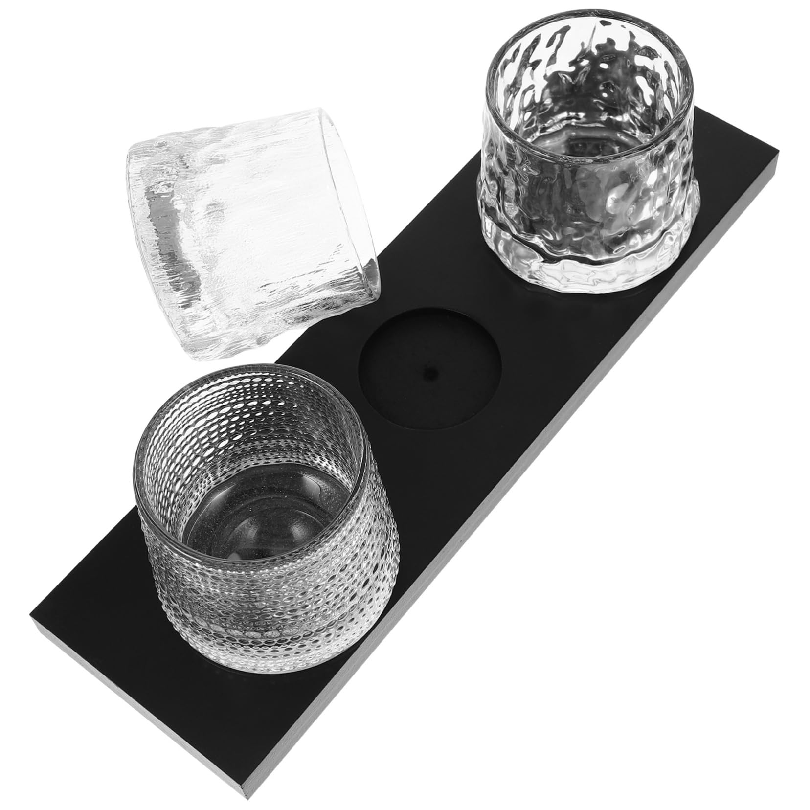 GOOHOCHY 3pcs Glass Candle Holder Decorative Candle Holders Wedding Table Decorations Crystal Candlestick Tealight Votive Cups Glass for Table Top Retro Decor Wood Candle Jar Banquet Unique