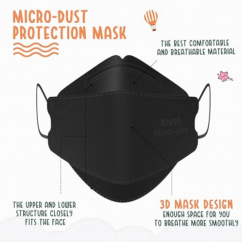 Miniatura 9 de LEVENIS Mascarillas faciales para niños, paquete de 50 unidades, transpirables, cómodas y desechables, color blanco