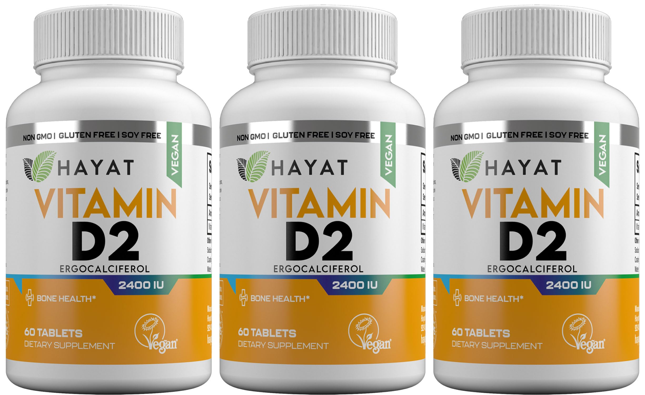 Vitamins Vegan Natural Vitamin D 2400 IU, D2, Certified Halal (Pack of 3)