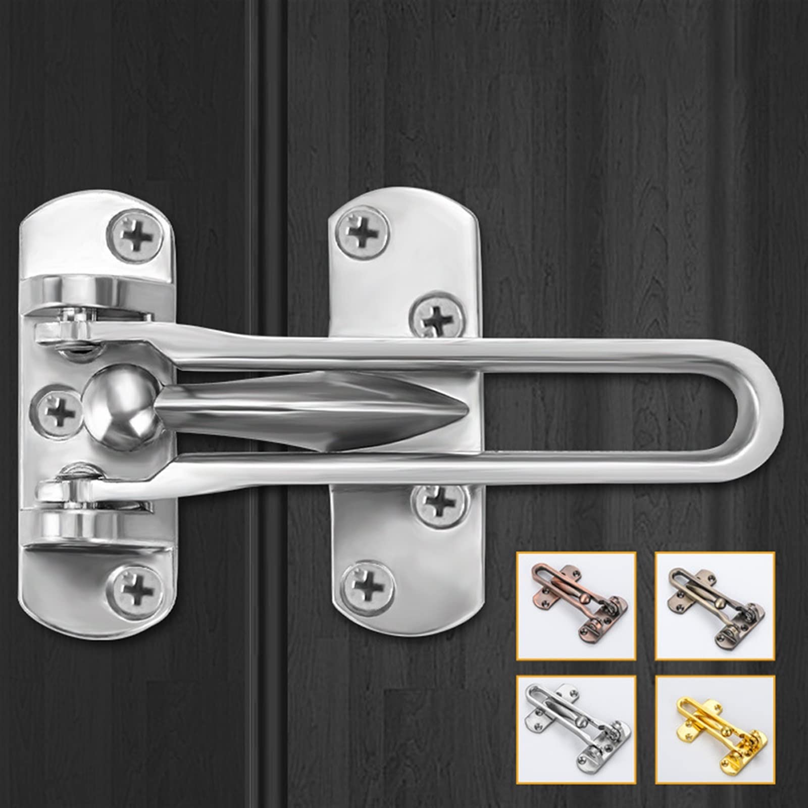 Catenaccio di sicurezza for serratura della porta for la prevenzione dei furti in casa, limitatore di corrente(Silver)
