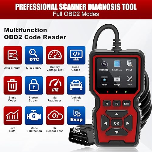 Vista 2 de Herramienta de diagnóstico del escáner OBD2, lector de código de motor de verificación automática con funciones OBD2 completas, restablecimiento