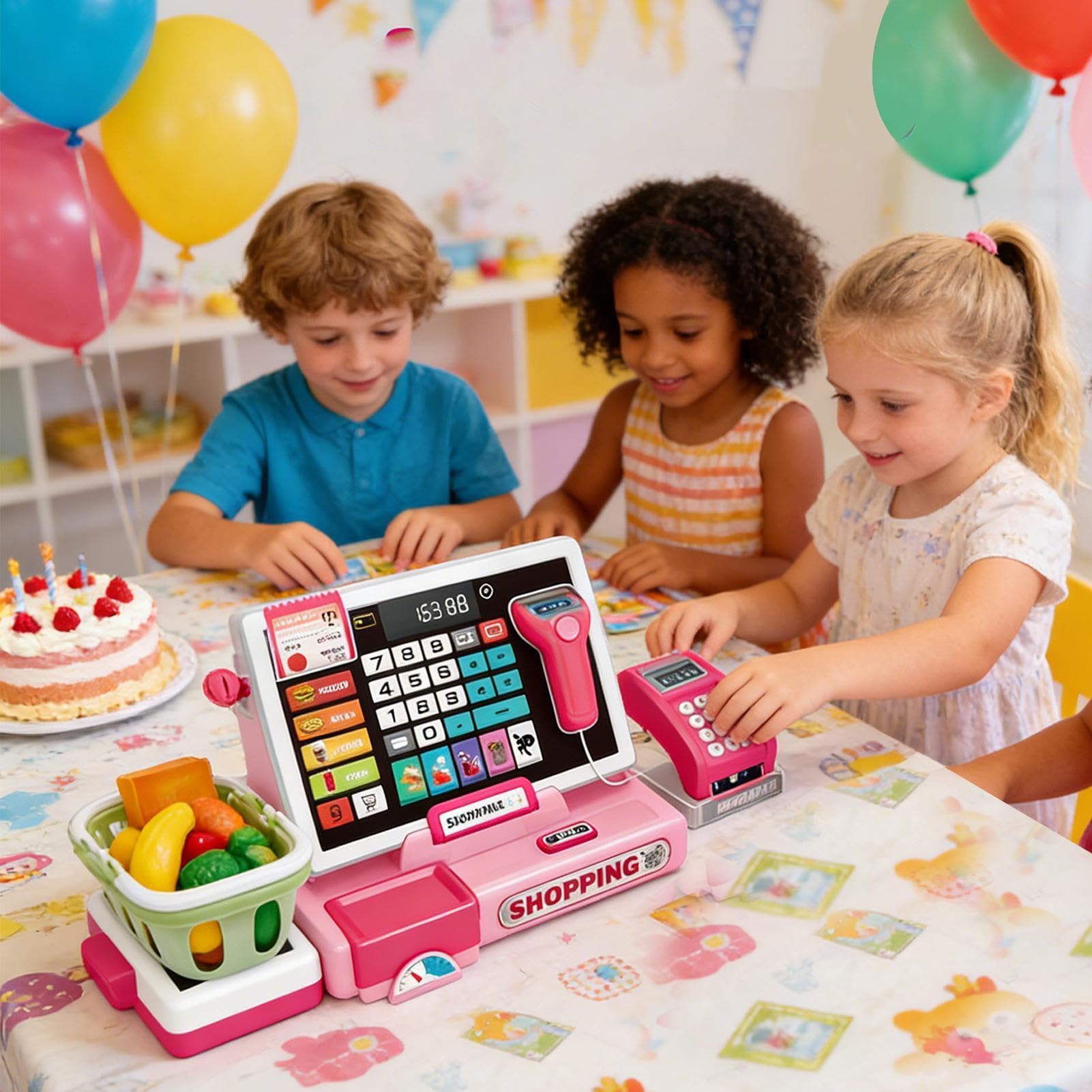 de Juguetes/Dispositivo POS Para Niños, Cesta De La Compra Con Función Calculadora