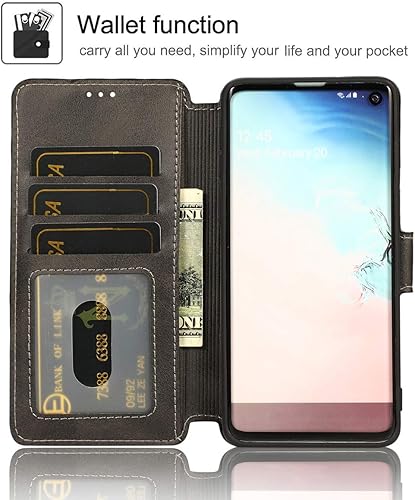 Miniatura 2 de QLTYPRI Para Samsung Galaxy S10 Caso Premium PU Cuero Simple Wallet Case TPU Bumper Ranuras Para Tarjetas Kickstand Cierre Magnético A Prueba De