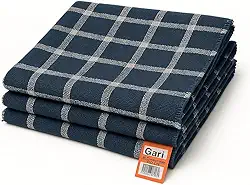 Kit 3 Panos de Chão para Rodo Piso Limpeza Domestica Super Absorventes, Azul Marinho Xadrez, 65x45cm, Secagem Rápida