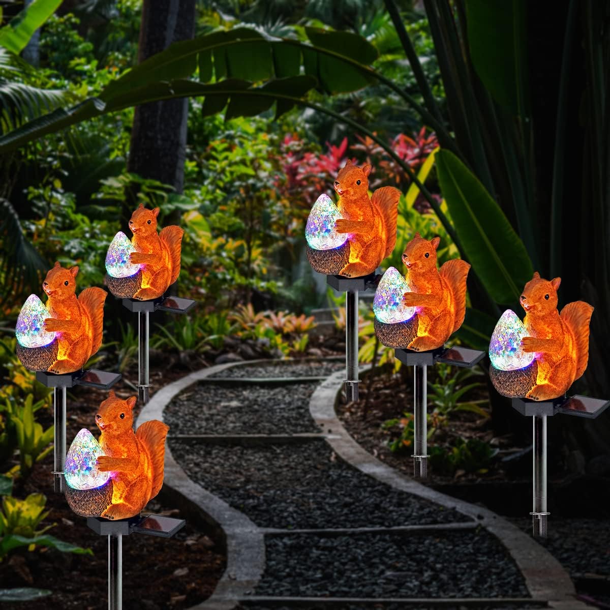Garden Solar Lights - Resin Squirrel Figure LED Lights, Waterproof Outdoor Decor for Yard, Pathway, Patio & Lawn - 1Pack