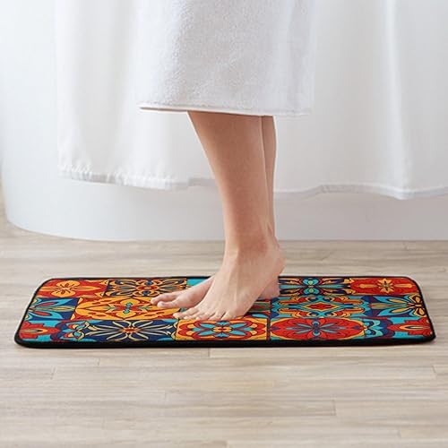 Miniatura 2 de Water Absorbent Area Rugs Traditional Ceramic Tiles Pattern Washable Bath Rug Non Slip Indoor Doormat Throw Carpet for Bedroom Entry