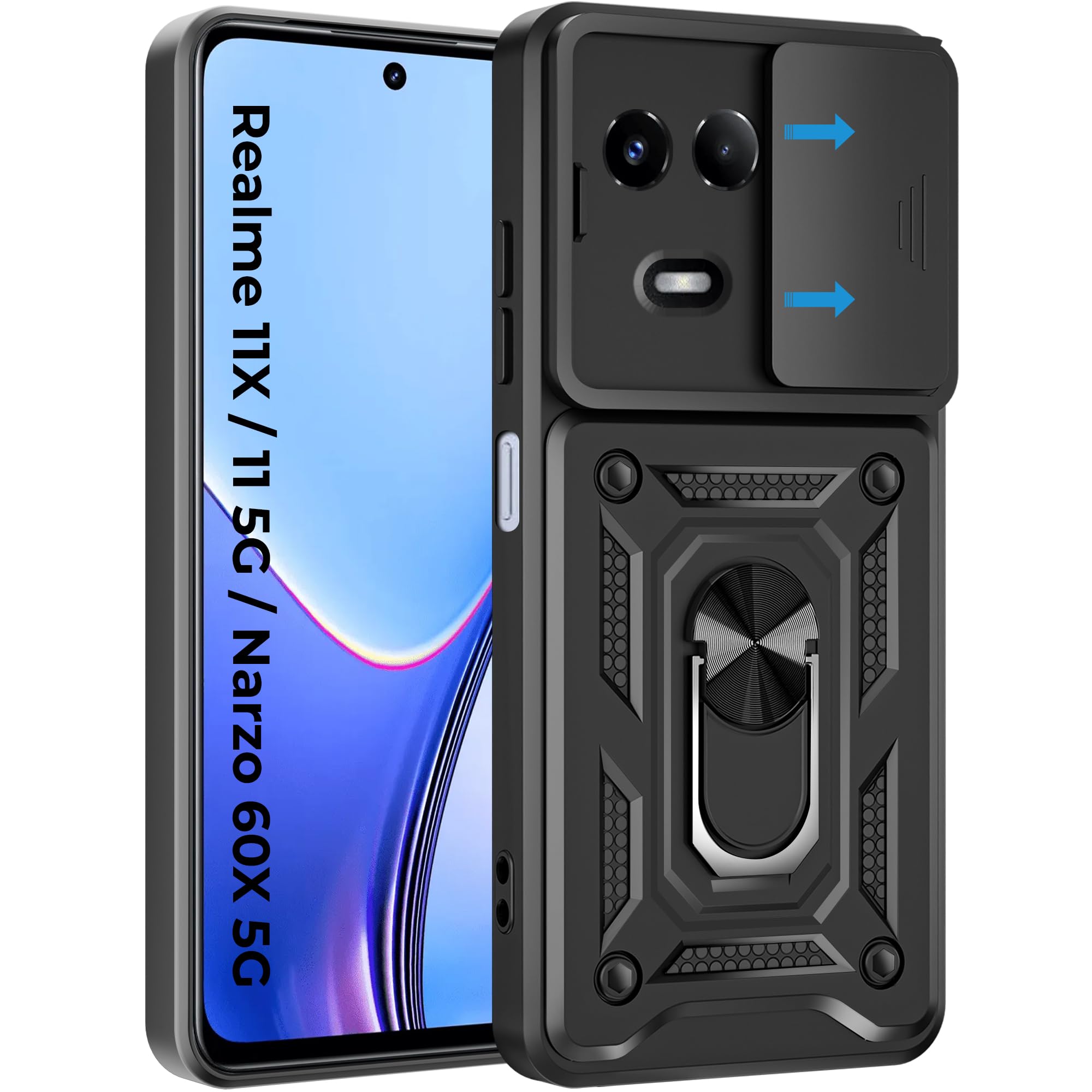 A rtistque Armor Bumper Back Cover Case for Samsung Galaxy S24 Ultra 5G | Ring Holder Stand | Sliding Camera Protection | Shockproof Rugged Design | Samsung S24 Ultra Back Cover - Black — Amazon image 20
