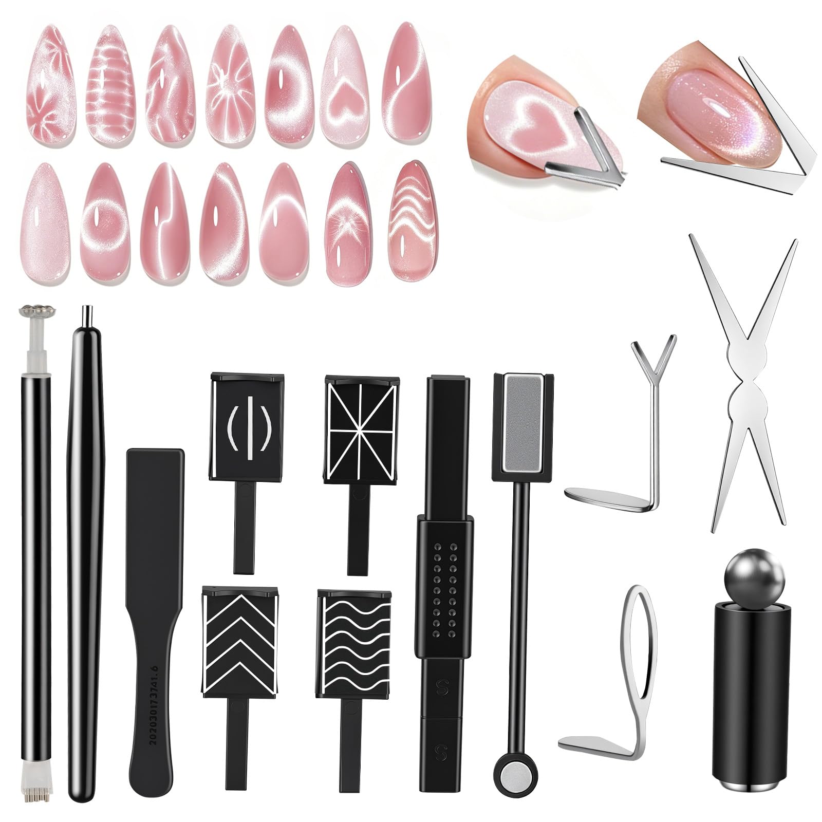 Cat Eye Magnet Set for Nails, 14 Pack Multi-Effect Nail Art Kit