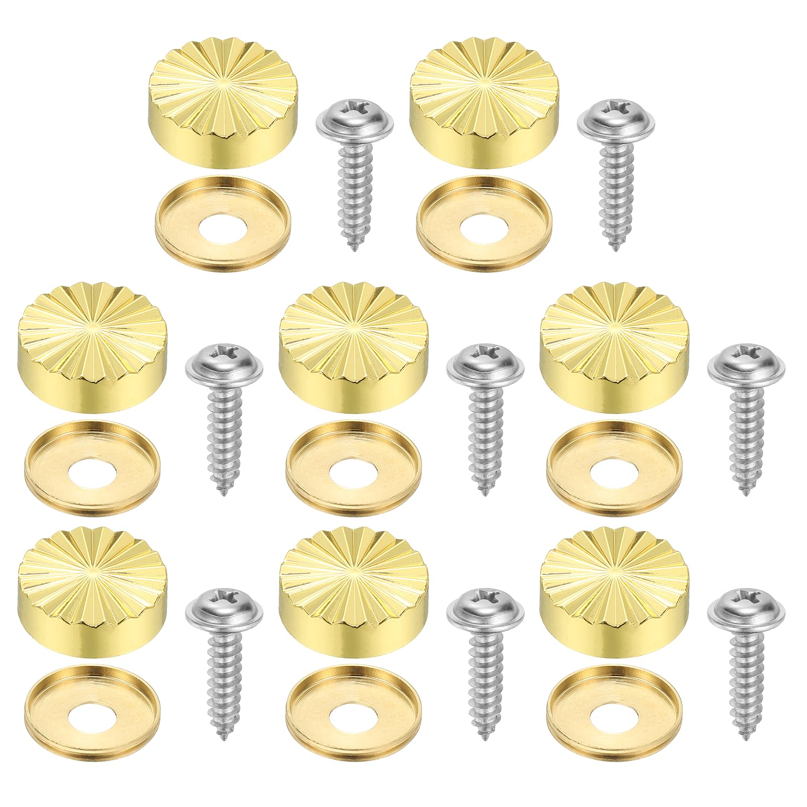 sourcing map 8Pcs Decorative Mirror Screws with Caps, 20mm Alloy Fixing Screw Covers, Mirror Screws Fasteners for Furniture, Signage, Advertising Hardware, Gold