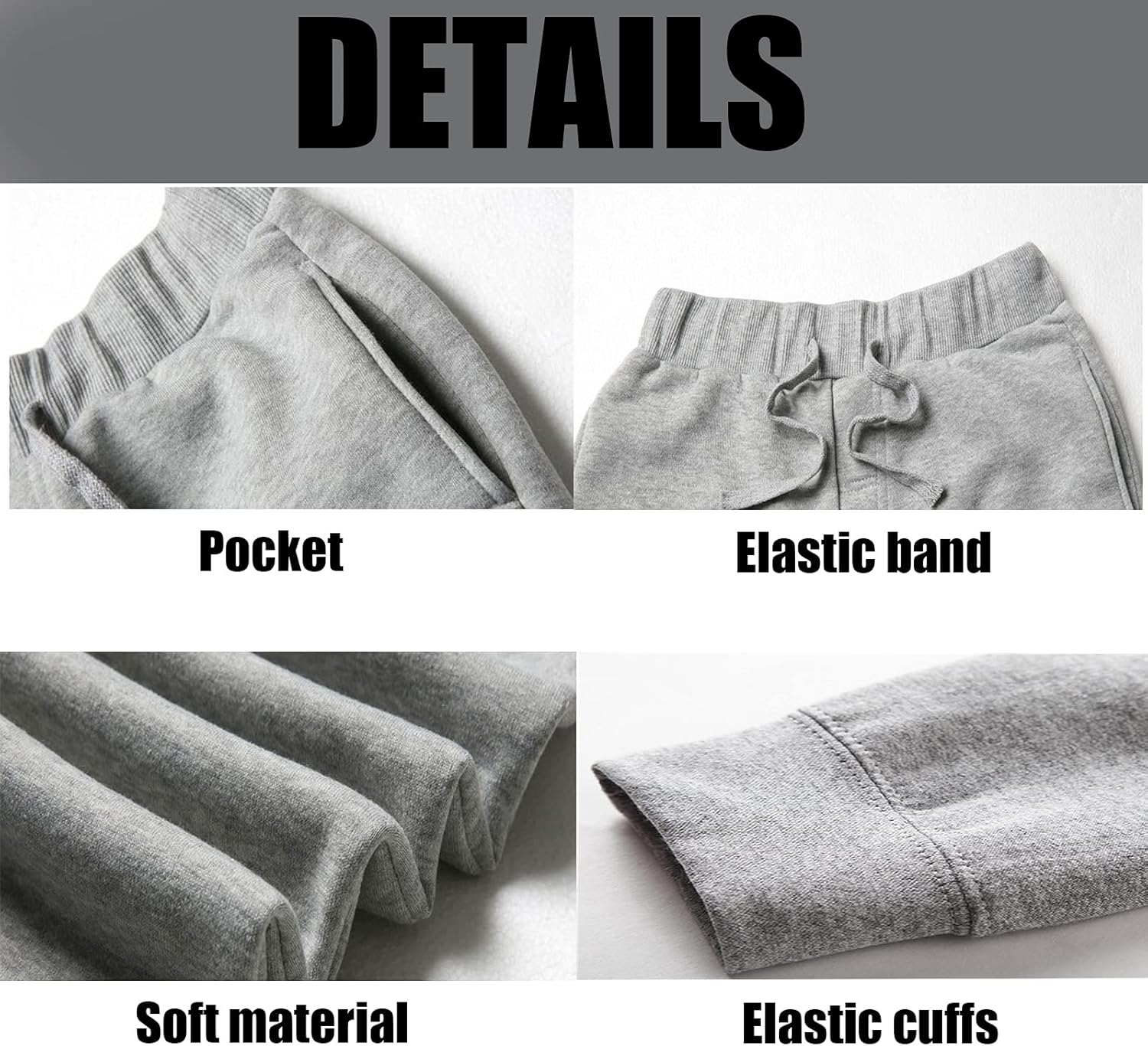 Tuveke Fleece Jogger Sweatpants for Men with Pockets Bottom Athletic Sweat Pants Workout Running Casual Gym Size Small to 3XL - Image 6