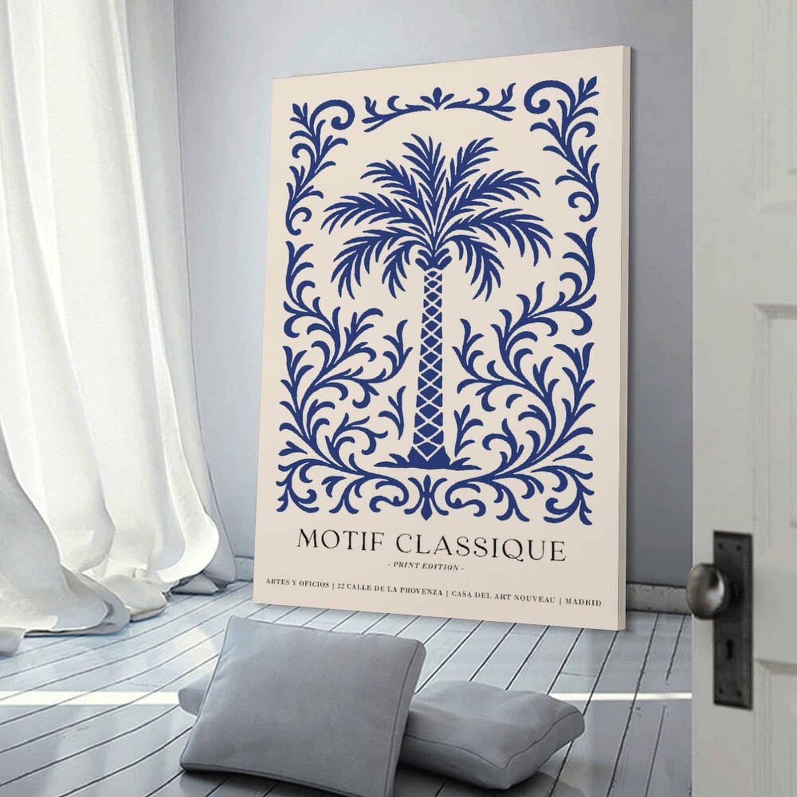 Junmoney Motif Classique Palm Tree Print Canvas Wall Decor, 24x36inch(60x90cm), for New Homes, Bedrooms Or Workspaces, Gift Idea for Housewarming And Birthdays