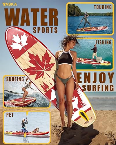 Vista 18 de YASKA Inflatable Stand Up Paddle Board - 11ft Extra Wide Paddleboard with Premium SUP Board Accessories,Camera Mount,Non-Slip EVA Deck,5