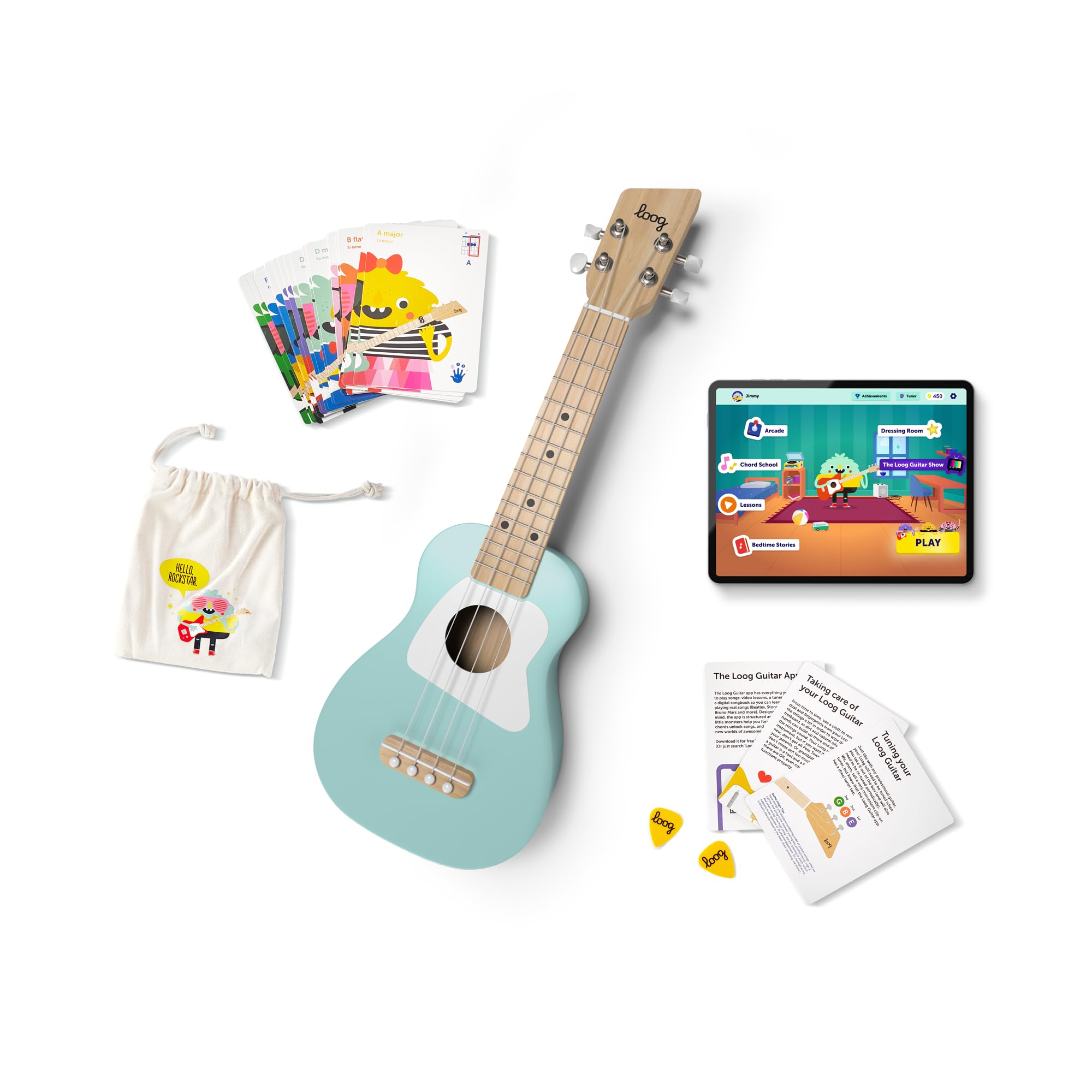 Ukelele soprano de madera para niños y principiantes, aplicación y lecciones, todas las edades (verde)