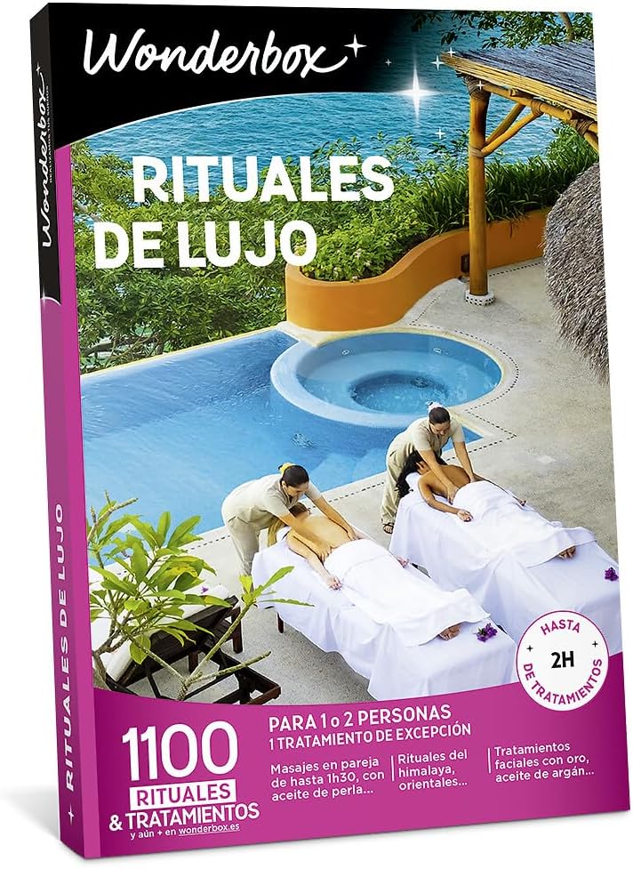 WONDERBOX - Caja Regalo - Rituales de Lujo - 1 Tratamiento Bienestar excepcional como masajes en Pareja, tratamientos faciales con Punta de Diamante, accesos a circuitos exclusivos de Agua
