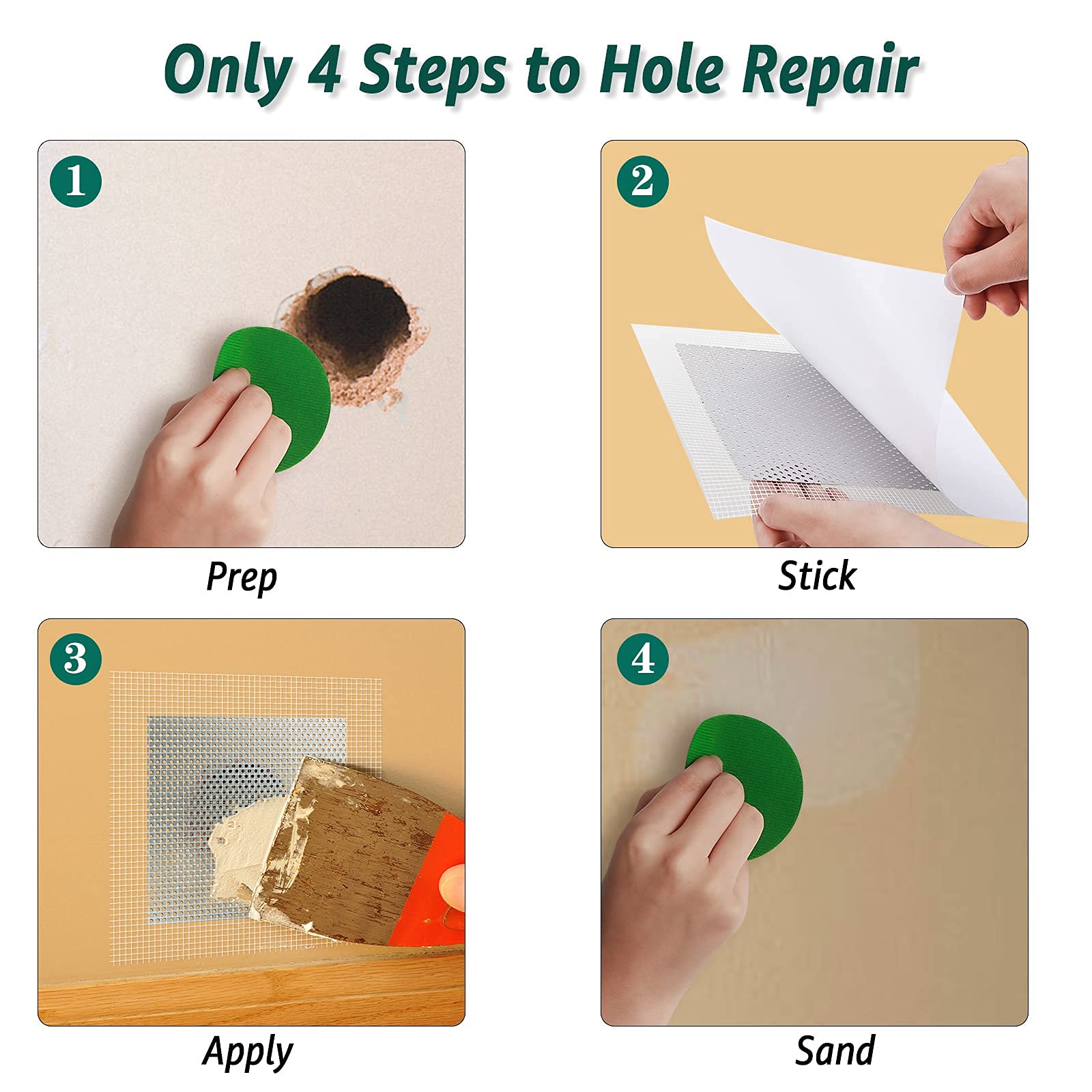 (7Pack) Drywall Repair Kit,2/4/6Inch Wall Hole Repair Kit, Wall Patch