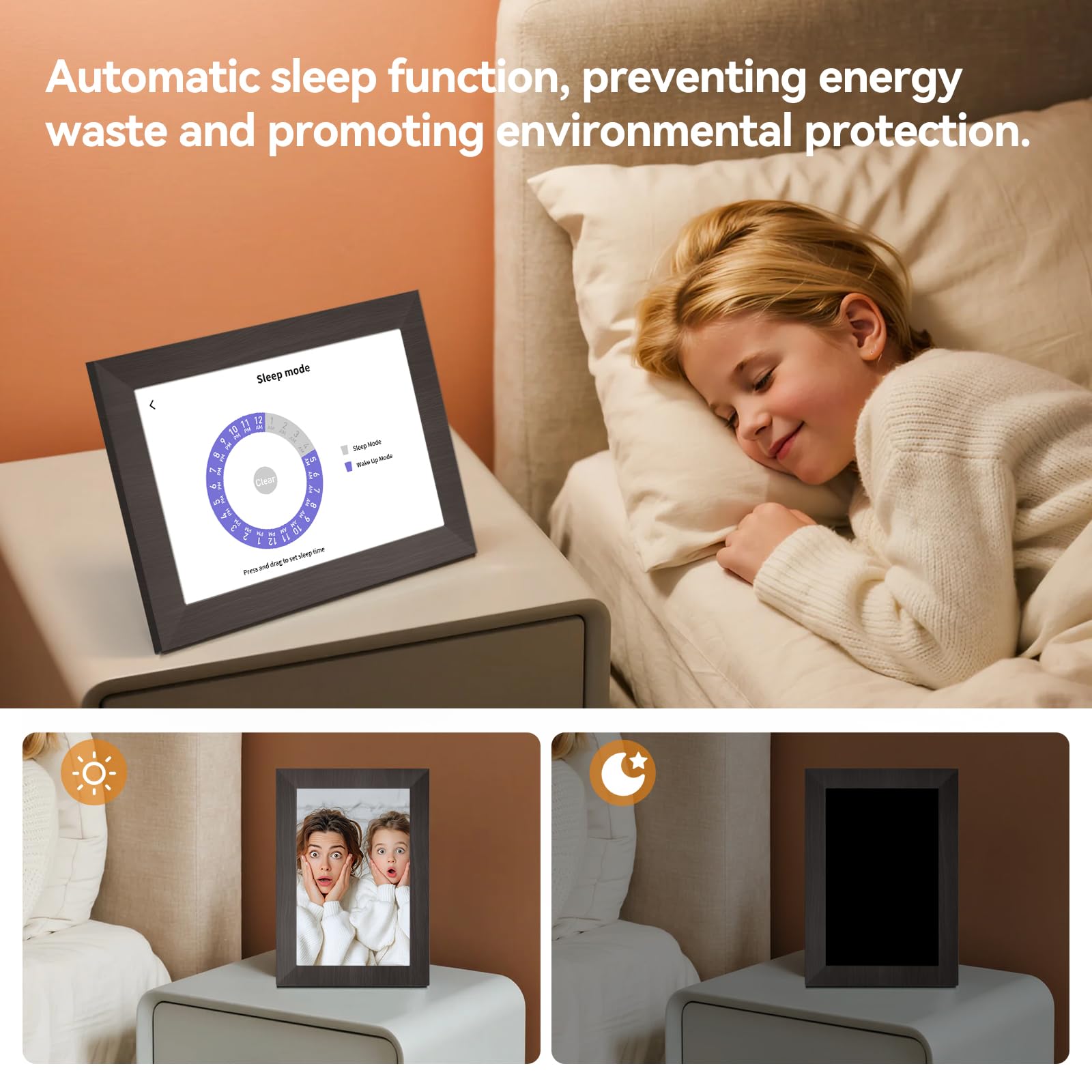 Digitaler Bilderrahmen 10 Zoll, WiFi Digitaler Bilderrahmen Eingebauter 32 GB Speicher, Elektronischer Rahmen mit IPS-Touchscreen, Auto-Rotate, Einfaches Teilen von Fotos oder Videos per App