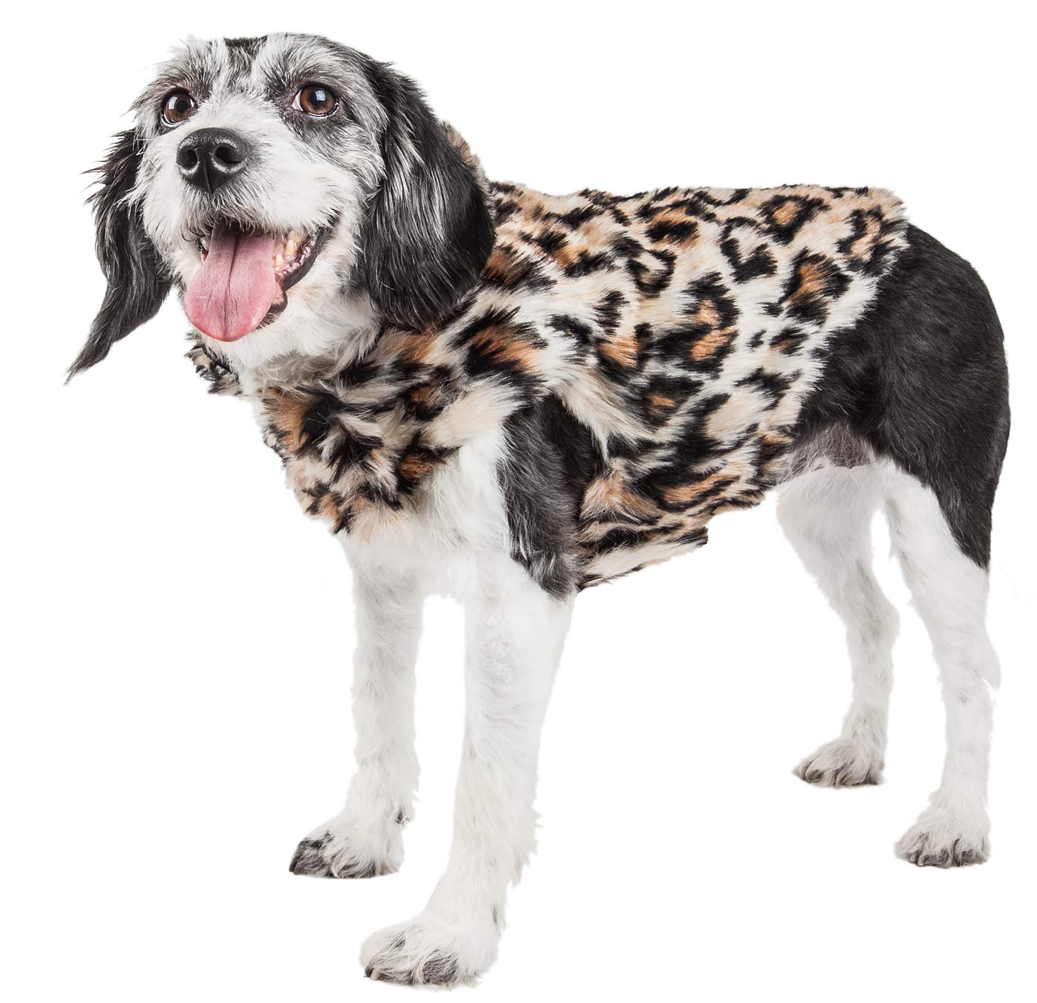 Pet LifePet Life ® Luxe 'Lab-Pard' Dazzling Leopard Patterned Mink Fur Dog Coat - Dog Jacket with Easy Hook-and-Loop Belly enclosures - Winter Dog Coats for Small Medium Large Dogs