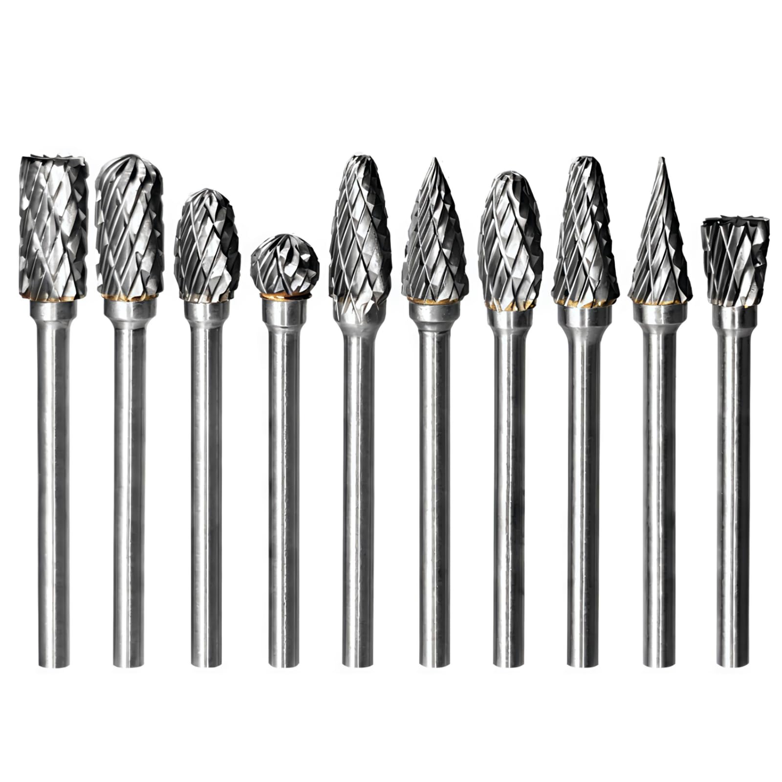 10 Pcs Carbide Burr Bits Set 1/8" Shank Compatible with Dremel Double Cut Rotary Tool Bits Accessories for Attachments Cutting Burrs Metal Grinding Engraving Porting Double Cut