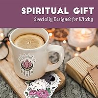 Vista 7 de MiStar 64 unidades de calcomanías de brujería, calcomanías estéticas para Kindle, botellas de agua, portátil, cuaderno, calcomanías impermeables