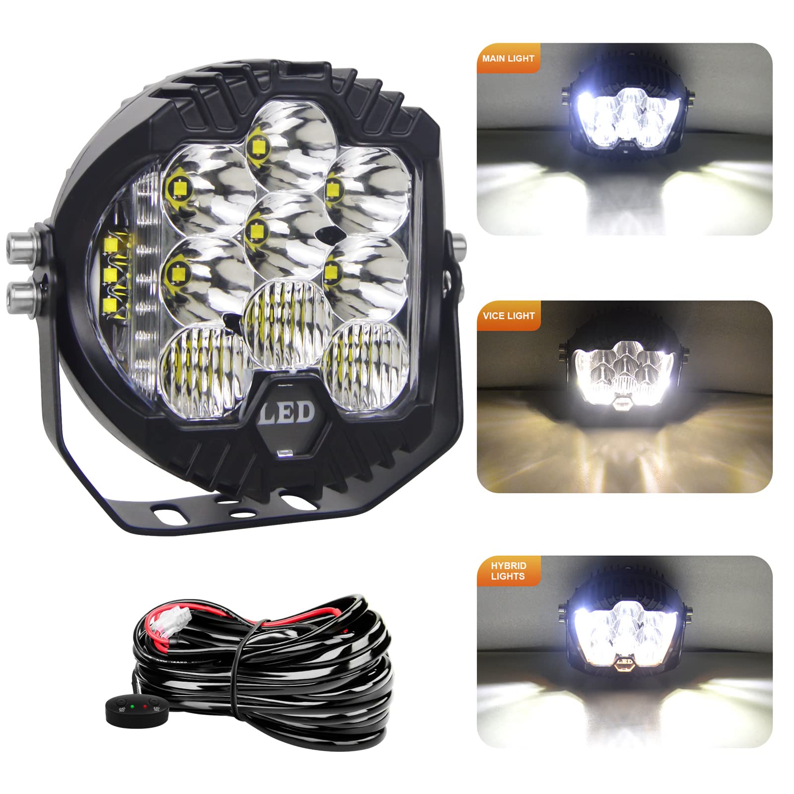 Willpower Reflektor roboczy LED, 75 W, 75 W, 12 V, 24 V, białe światła LED, 6000K, przeciwmgielne LED, IP67, do 4 x 4, do samochodu, ciężarówki, ciągnika, quada, pojazdu, motocykla, z wiązką przewodów