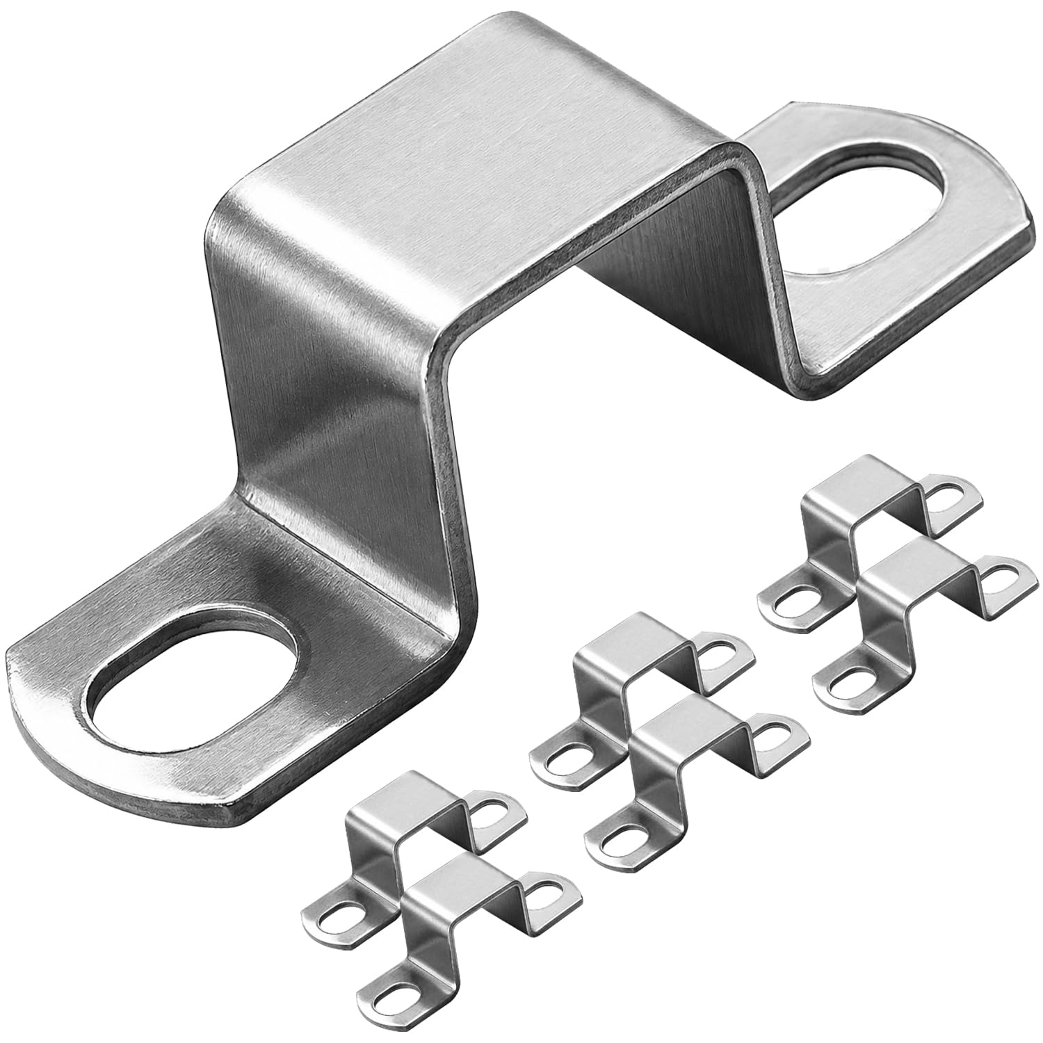 Stainless Steel Square Pipe Clamp, Silver Strap Post Ties Brackets, U Shaped Connector Bracket, Shelf Support Clips, Balcony Railing, Stairs Railing(6-Pack) (1 INCH)-image-39