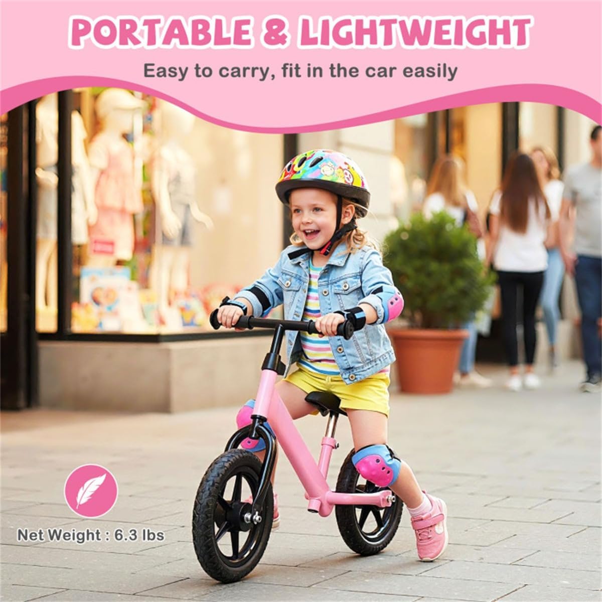 Lightweight Balance Bike with Adjustable Seat and Handlebars, Flat-Free Foam Tires for Smooth Indoor and Outdoor Riding