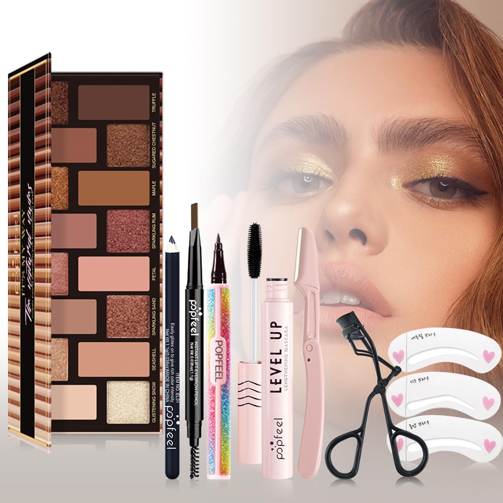 All-in-One Kosmetik Schmink Kit für Gesicht, Augen und Lippen, Multifunktions Make-up Geschenkset mit Lidschatten Palette, Lippenstift, Concealer, Grundierung, Mascara, Pinsel - Kit 158