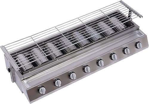 Miniatura 2 de Parrilla de gas de 8 quemadores, parrilla de gas de mesa al aire libre, parrilla comercial de acero inoxidable de 2800 Pa para acampar picnic (8