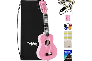 Soprano Ukulele for Beginner Kids | Pink Ukelele Bundle for Girls and Beginner Adults