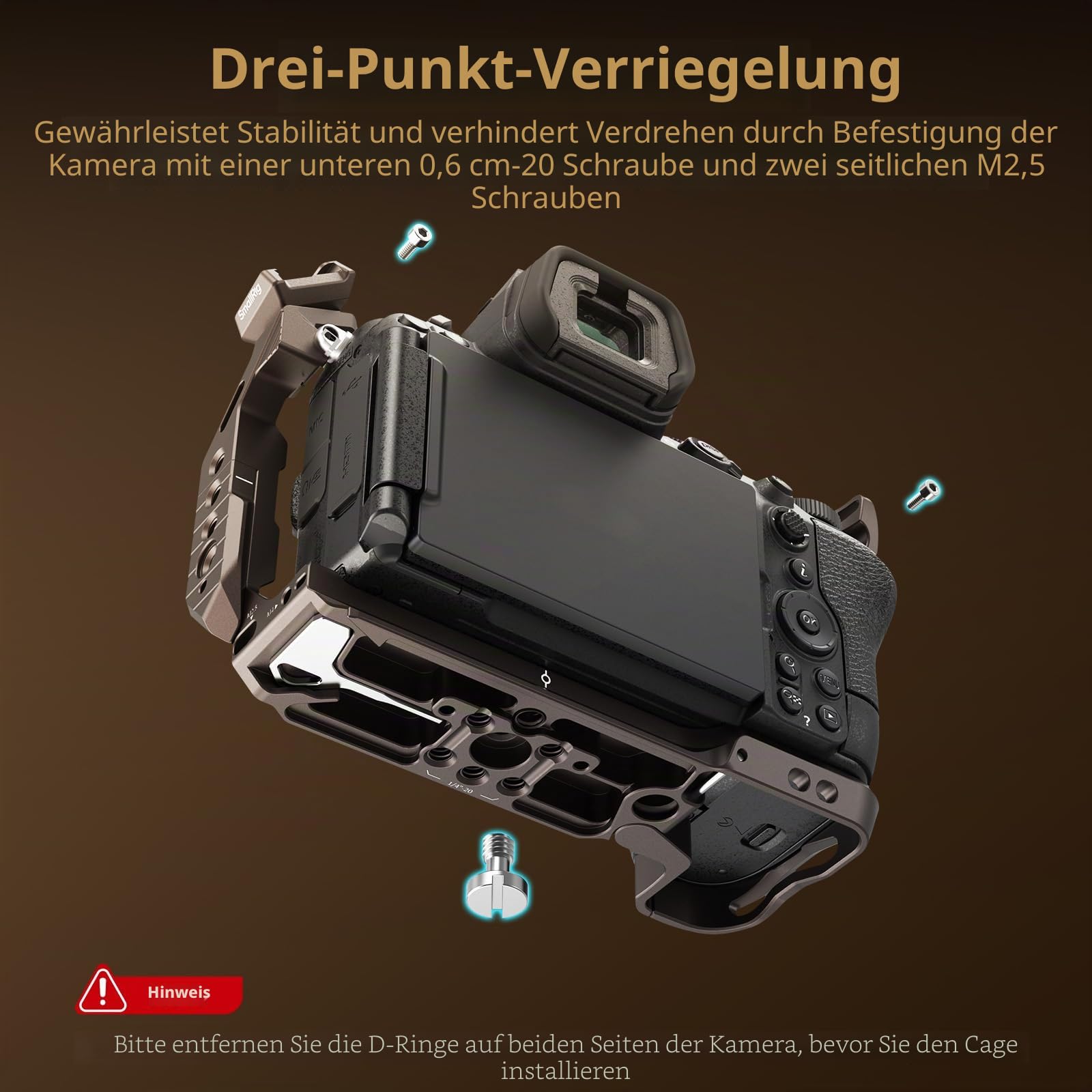SMALLRIG Night Eagle Z5II Cage für Nikon Z5 / Z6 / Z6II / Z7 / Z7II, Kamera-Komplettkäfig aus Aluminiumlegierung mit Blitzschuh und NATO-Schiene, Schnellwechselplatte für arca – 5258