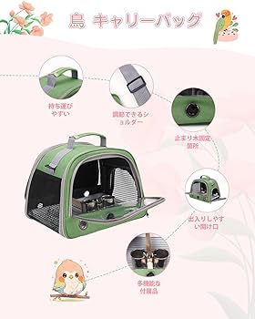 GREEN.Ｂ様 キャリーバッグ キャリーケージ お出かけ 通院 文鳥 インコ キャリーケージバッグ 鳥の通院バッグ インコ 文鳥 - メルカリ