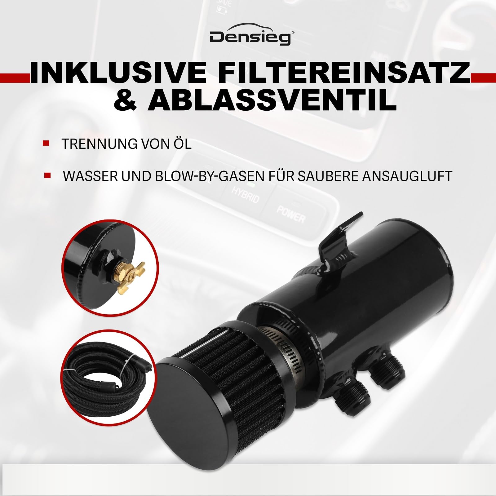 Can olio Catch Can da 750 ml con filtro, 10 AN in alluminio nylon intrecciato, set di montaggio per turbo, tuning e sport motoristici