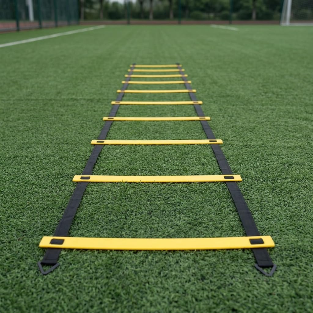 Fussball Trainingszubehör Koordinationsleiter, Agility Set mit Markierungen & Widerstandsschirm, PVC, Gelb, für Sportler